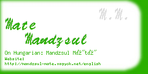 mate mandzsul business card